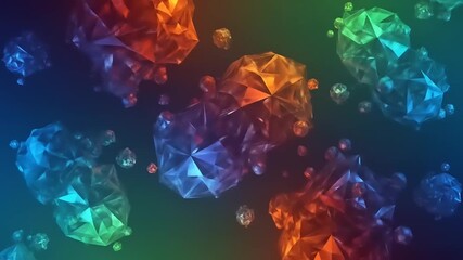 Colorful abstract shapes resembling crystals floating in a vibrant digital space with soft lighting - Powered by Adobe