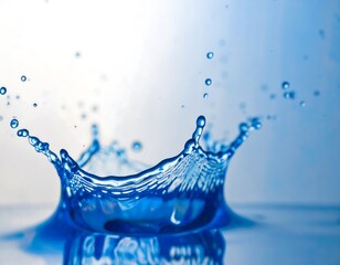 A vibrant splash of pure blue water, showcasing intricate details of the liquid's movement and texture.