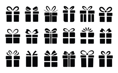 Vector art of set of gift box icons collection of different gift boxes with bows and ribbons vector illustration of present box symbols in flat style
