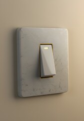 Light switch in on position, electricity concept, illuminating power.