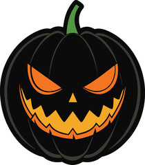 Spooky Halloween Jack-o-Lantern black pumpkin  silhouette vector illustration