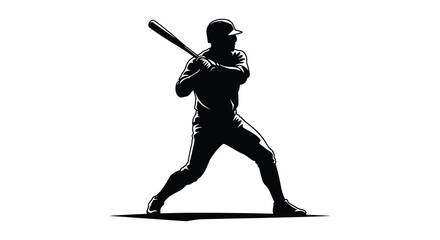 a baseball player poised for action silhouette