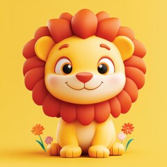 Cute cartoon lion illustration in bright colors for children's book