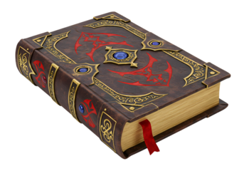 Antique LeatherBound Book with Ornate Details isolated on transparent background