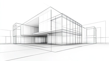 Modern architectural sketch 3 d model