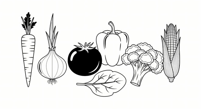 hand drawn vegetables