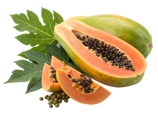 papaya isolated on white background