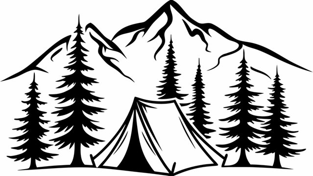 Mountain Camping Adventure Silhouette