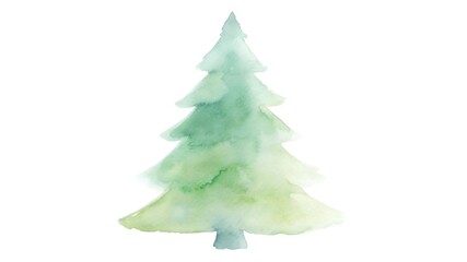 Fototapeta premium Watercolor painting of a stylized pine tree isolated on white background