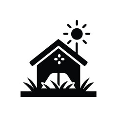 Eco House with Sun Icon – Sustainable Living Vector