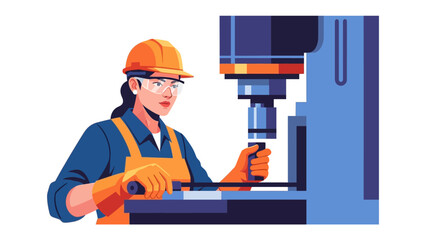 Precision and Expertise in the Manufacturing Field: A skilled professional, clad in protective gear, operating advanced machinery with focused precision.