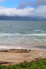 Dingle Peninsula landscape in County Kerry, Ireland. Inch Beach famous for surfing.