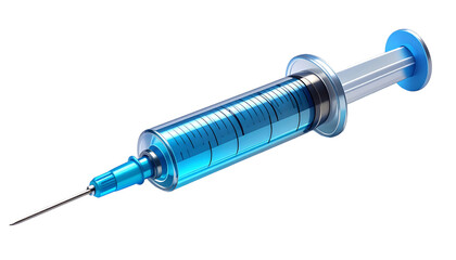 Syringe filled with blue liquid