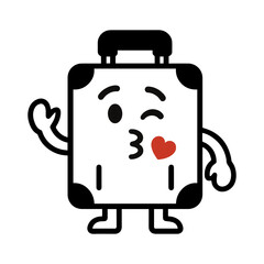 Obraz premium character emotion suitcase kiss vector on white background Vector icon character with emotion