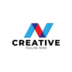 Letter N creative logo icon design template flat vector