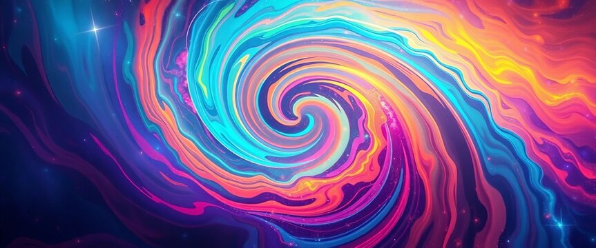 Abstract swirling galaxy-like background in vibrant hues, purple, motion
