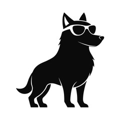 Silhouette of a cool dog wearing sunglasses vector