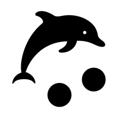 Naklejka premium Dolphin performing with balls silhouette ocean animal vector
