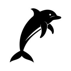 Silhouette dolphin surfing ocean wave nautical animal vector