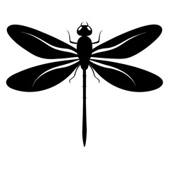 Silhouette of dragonfly hovering overhead detailed insect design vector