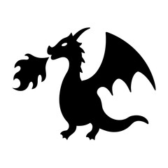 Silhouette of dragon breathing fire dramatic fiery breath vector