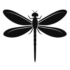 Silhouette of a dragonfly in flight with wings spread vector