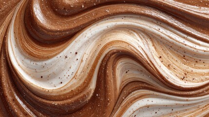 Delicious swirl of creamy chocolate and vanilla frosting with dark chocolate shavings, a tempting treat for dessert lovers and culinary enthusiasts
