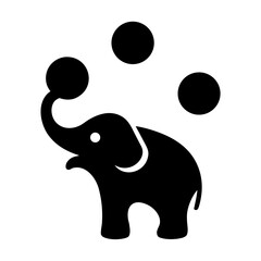Silhouette of a circus elephant juggling balls artistically vector