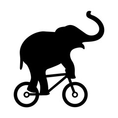 Silhouette elephant riding bicycle fun abstract animal graphic vector