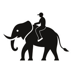 Silhouette of person riding an elephant animal vector