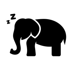 Sleeping elephant silhouette calm animal resting peaceful icon vector