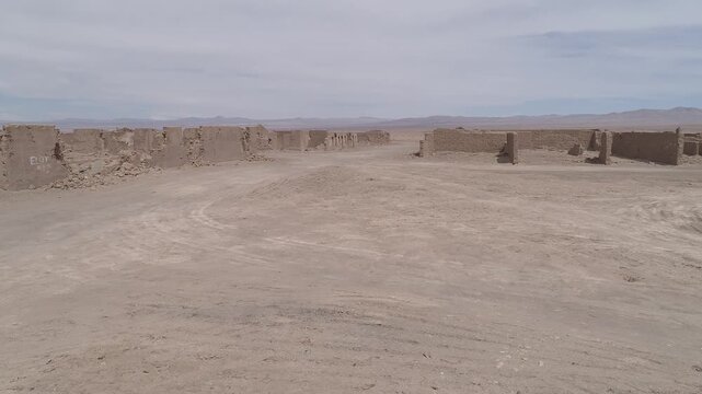 Aerial drone videos of Chacabuco nitrate town in the Atacama Desert, Chile