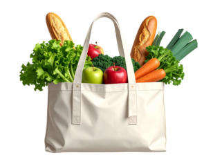 Tote bag filled with fresh produce