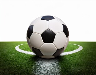 soccer ball on the football field isolated on white background