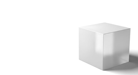 Clean white cube pedestal casts subtle shadow, perfect for product placement and minimalist design concepts.