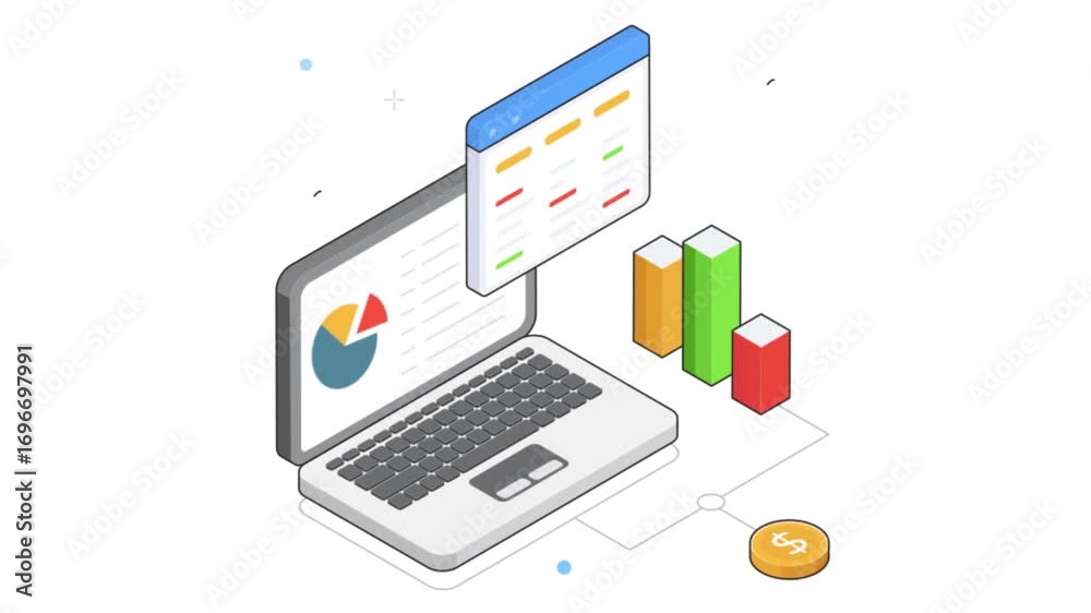 Wall mural online dashboard analytics animation on transparent background
