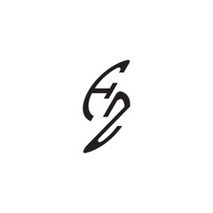 gaming monogram Black  FZ initial logo vector curved oval shape alphabet letter