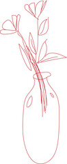 Minimalist line art of delicate flowers in a simple vase