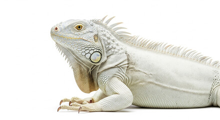 Obraz premium Beautiful White Iguana, also known as Albino Iguana, isolated transparent background