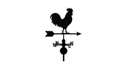 a rooster stands atop weather vane silhouette