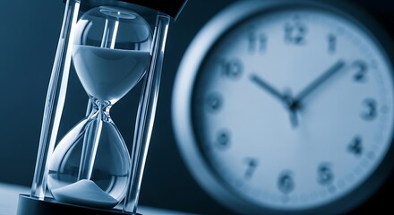 Hourglass and Clock Depicting the Passage of Time and Deadlines