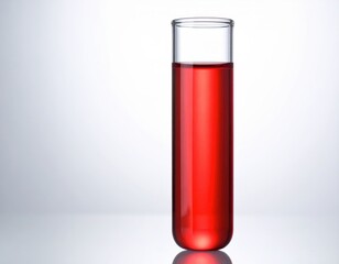 Obraz premium Clear glass test tube filled with red liquid, laboratory sample.