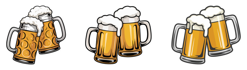 beer mug emoji icon with frothy pint vector illustration