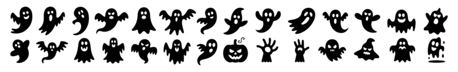 cute spooky ghost set halloween vector illustration
