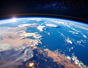 Fototapeta premium Earth from space, sunrise