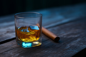 Luxury Drink and Cigar in Evening Setting