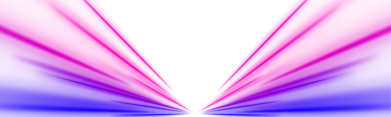 Abstract light trails in red and blue flash across a transparent background. The design symbolizes speed, energy, and digital flow. A concept of fast motion and cyberspace.