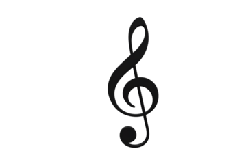 G clef music note symbol black and white sparkle effect musical notation abstract design element isolated on transparent background