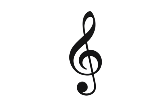 G clef music note symbol black and white sparkle effect musical notation abstract design element isolated on transparent background