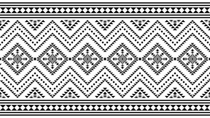 Aztec ethnic seamless pattern Ikat in black and white. Vector ethnic illustration. Illustration for fabric print, background, tribal, ethnic.
